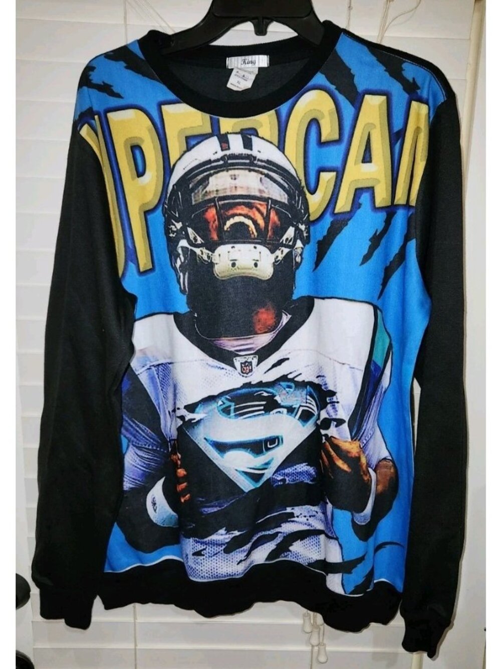 CAM NEWTON SuperCam Sweatshirt XL Carolina Panthers King Made USA All Over Print